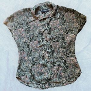 Black and Cream Floral Button-Down Shirt